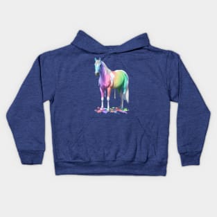 Pastel Rainbow Colors Wet Paint Pinto Horse Kids Hoodie